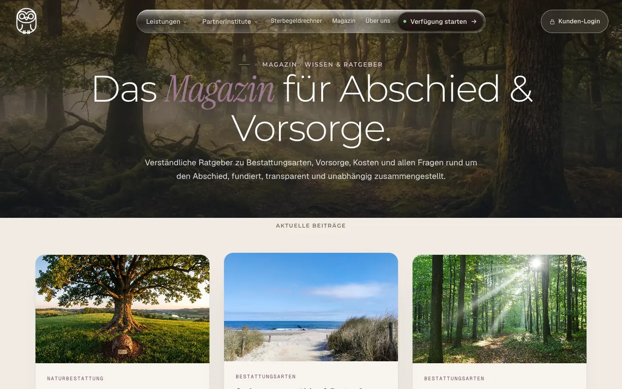 Magazin für Abschied und Vorsorge mit aktuellen Beiträgen